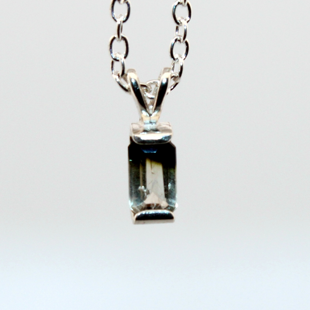 Natural BiColored Tourmaline Sterling Silver Necklace Nt97